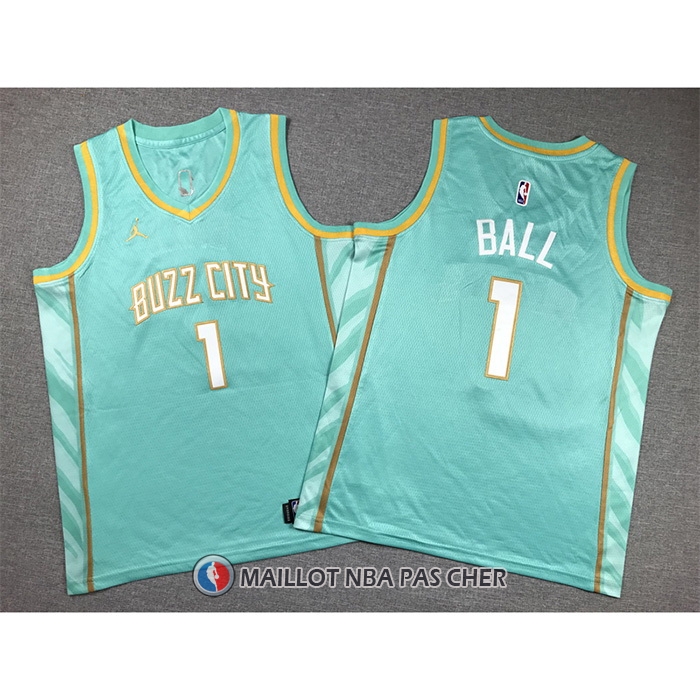 Maillot Enfant Charlotte Hornets LaMelo Ball NO 1 Ville 2023-24 Vert